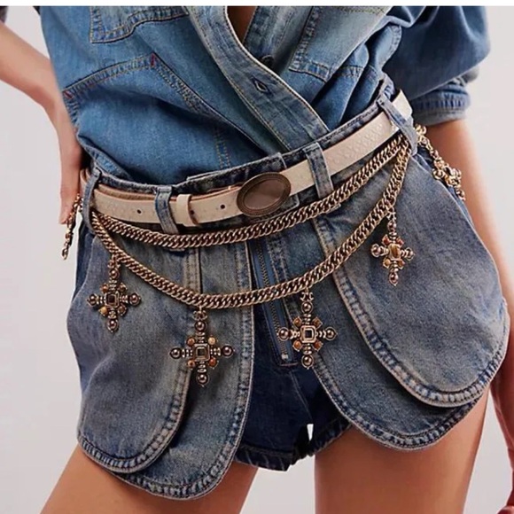 Free People Pants - New Free People  Women's Blue We The Free Prince Street  Micro Denim Shorts